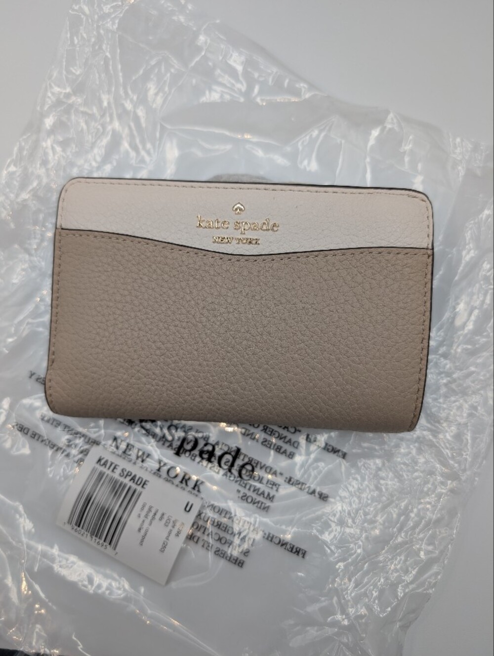 NWT Kate Spade Lena Colorblock Medium Compact Bifold Wallet Light Sand KI834